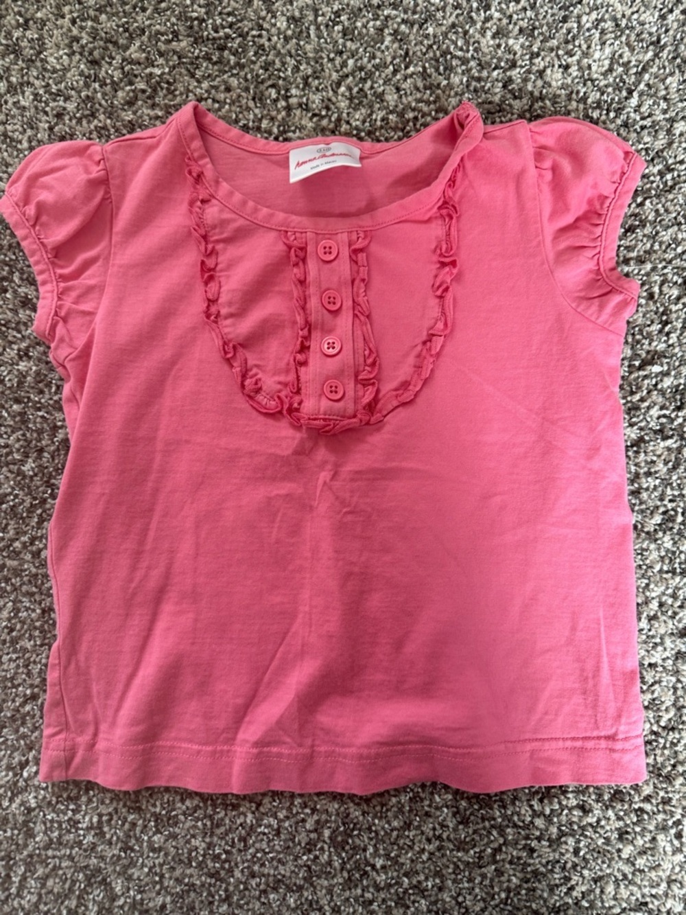 Hanna Andersson 100% Cotton xl  Pink Ruffle-Trim Short Sleeve Tee size 110 us 5